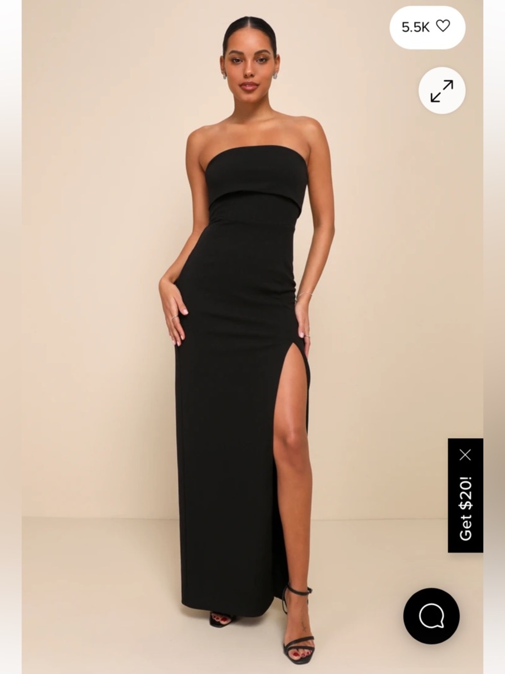 LULU’S Classy Consideration Black Strapless Maxi Dress size small
